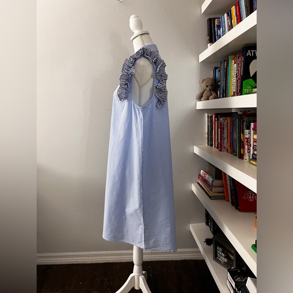 Philosophy blue White Stripe Dress with ruffles, size PXL - Picture 5 of 12